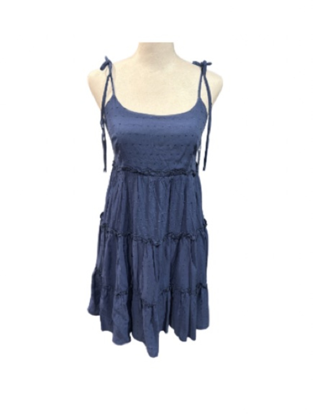 Womens Tie-Strap Tiered Mini Sundress Blue